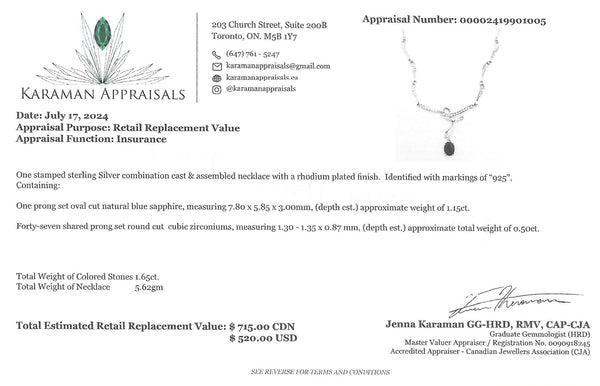 Sterling Silver Gemstones and CZ Set of Earrings and Necklace