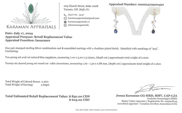 Sterling Silver Gemstones and CZ Set of Earrings and Necklace