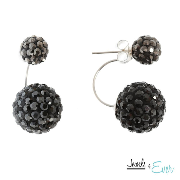 Sterling Silver Preciosa Crystal Double Ball Dangle Earrings