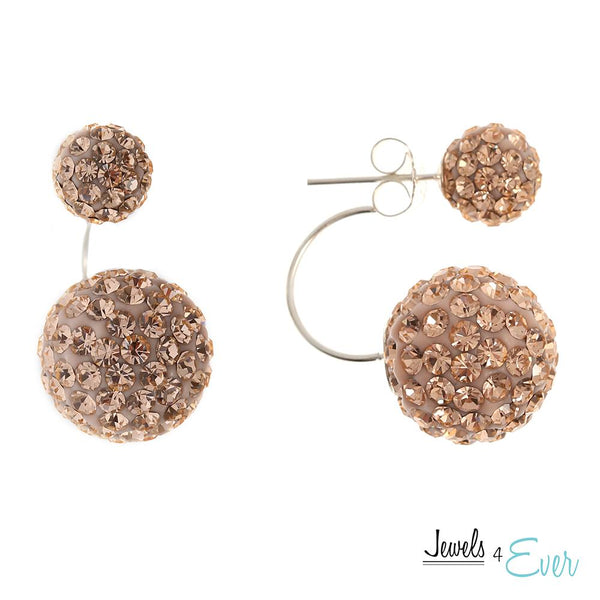 Sterling Silver Preciosa Crystal Double Ball Dangle Earrings