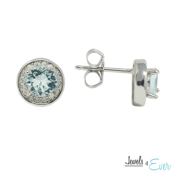 925 Sterling Silver Gemstone and CZ Earrings