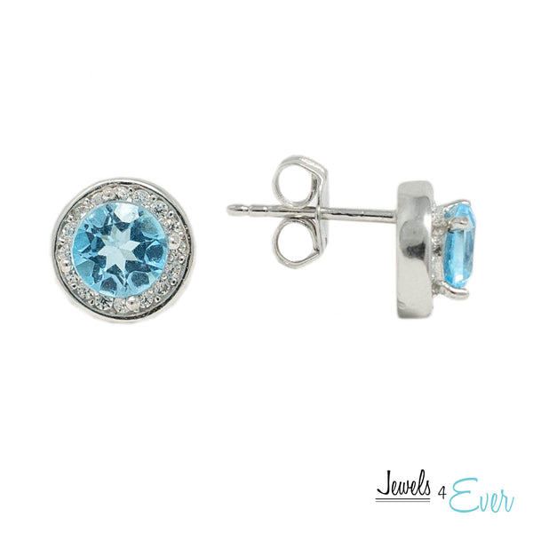 925 Sterling Silver Gemstone and CZ Earrings
