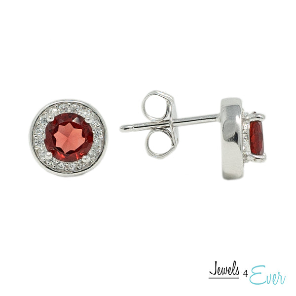 925 Sterling Silver Gemstone and CZ Earrings