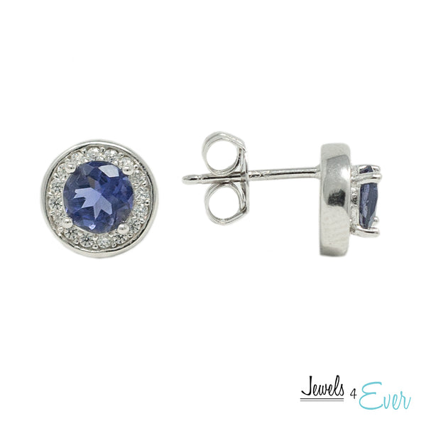 925 Sterling Silver Gemstone and CZ Earrings