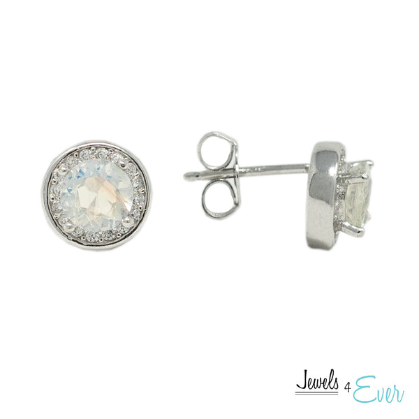 925 Sterling Silver Gemstone and CZ Earrings