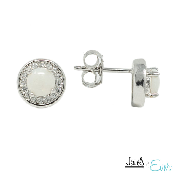 925 Sterling Silver Gemstone and CZ Earrings