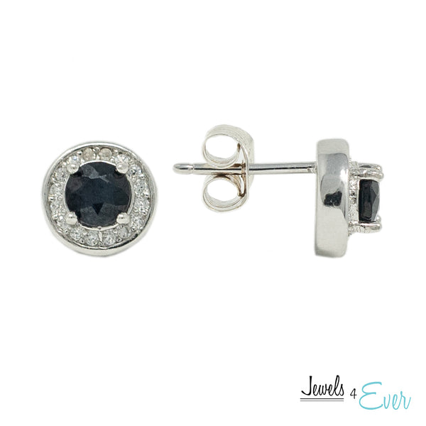 925 Sterling Silver Gemstone and CZ Earrings