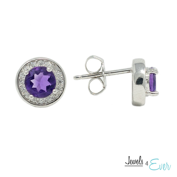925 Sterling Silver Gemstone and CZ Earrings