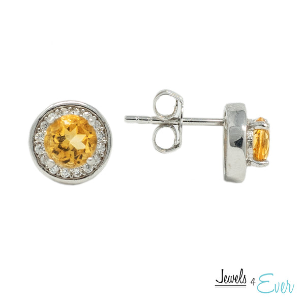 925 Sterling Silver Gemstone and CZ Earrings