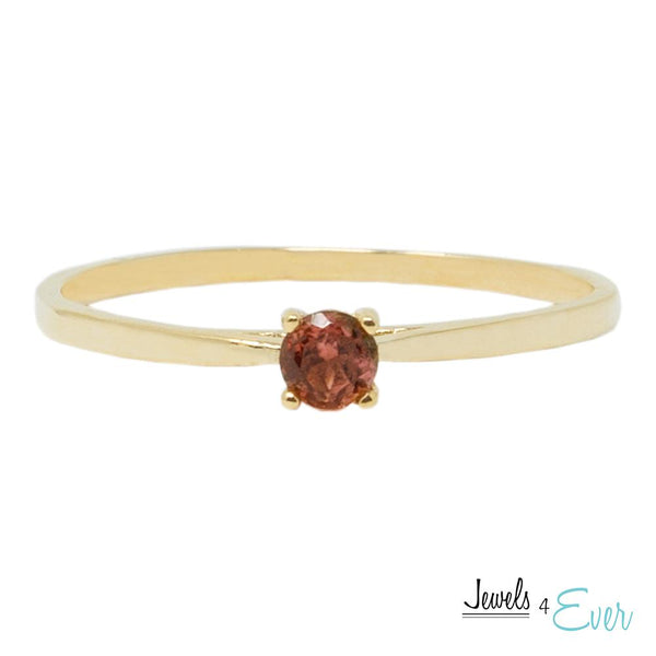 10K Solitaire Gold Ring Set With 3 mm Round Genuine Gemstone