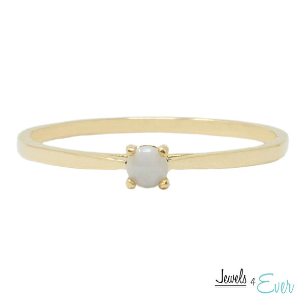 10K Solitaire Gold Ring Set With 3 mm Round Genuine Gemstone