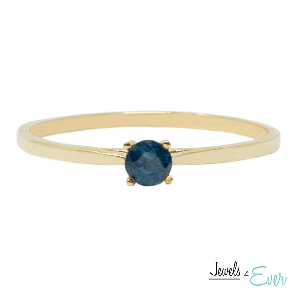10K Solitaire Gold Ring Set With 3 mm Round Genuine Gemstone