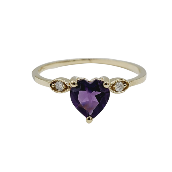10kt Yellow Gold Heart-shaped Gemstone with diamond