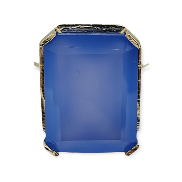 14K Yellow Gold Ring Set With Genuine Gemstones 16x12mm and Diamonds
