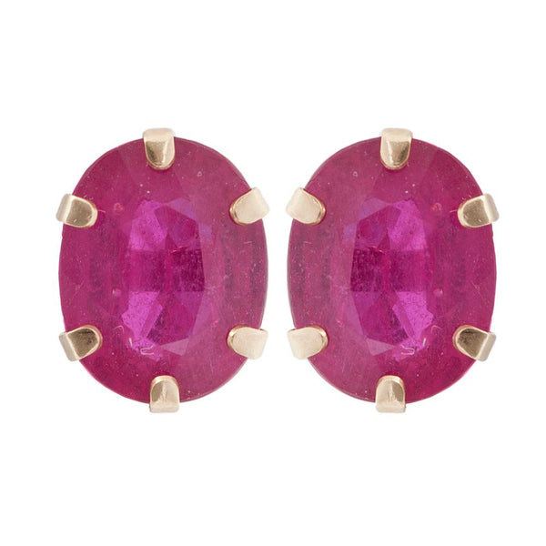 10KT Yellow Gold 9 x 7mm Genuine Gemstone Stud Earrings