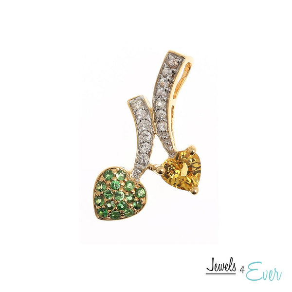 10KT Gold Pendant Set with Beautiful Combinations of Genuine gemstones and Accented with White Sapphires