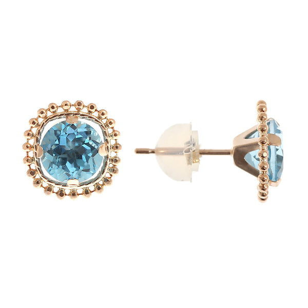 10kt Yellow Gold 6mm Milgrain Gemstone Stud Earrings