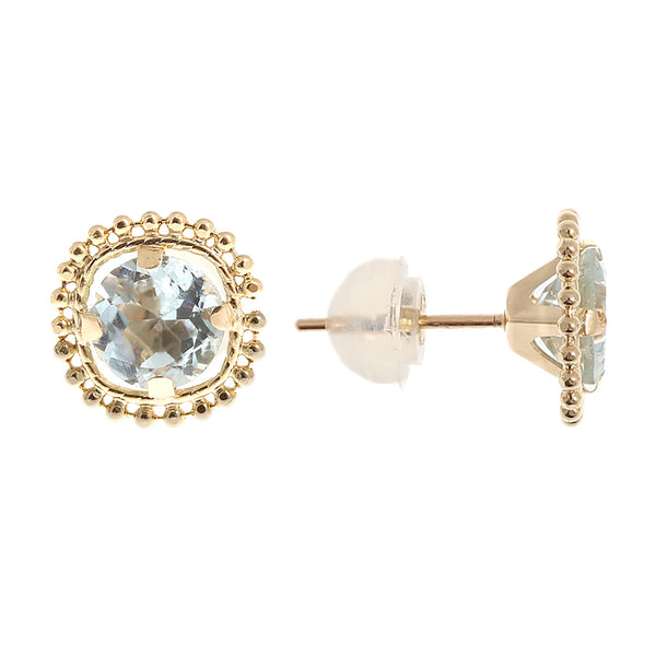 10kt Yellow Gold 6mm Milgrain Gemstone Stud Earrings