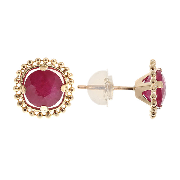 10kt Yellow Gold 6mm Milgrain Gemstone Stud Earrings
