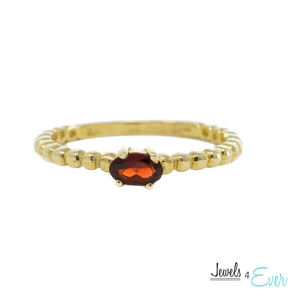 10K Gold Ring Set With Genuine 5X3mm Oval Gemstone