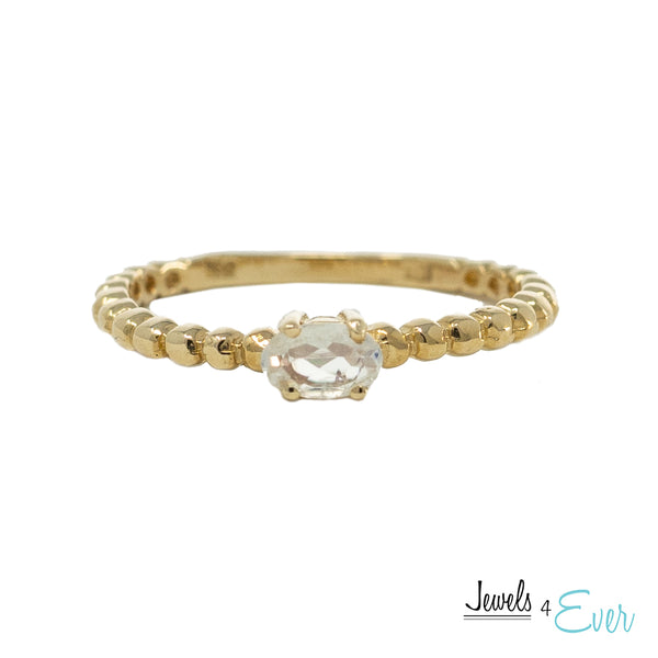 10K Gold Ring Set With Genuine 5X3mm Oval Gemstone