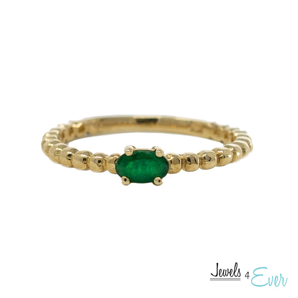 10K Gold Ring Set With Genuine 5X3mm Oval Gemstone