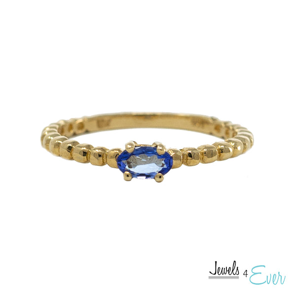 10K Gold Ring Set With Genuine 5X3mm Oval Gemstone