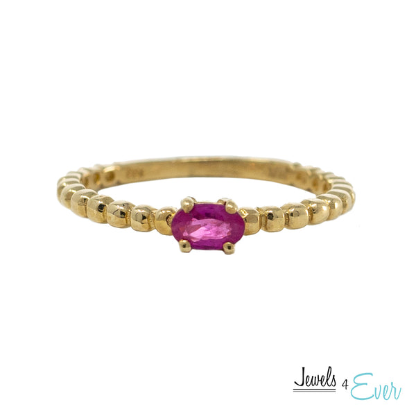 10K Gold Ring Set With Genuine 5X3mm Oval Gemstone