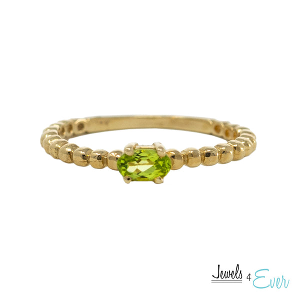 10K Gold Ring Set With Genuine 5X3mm Oval Gemstone