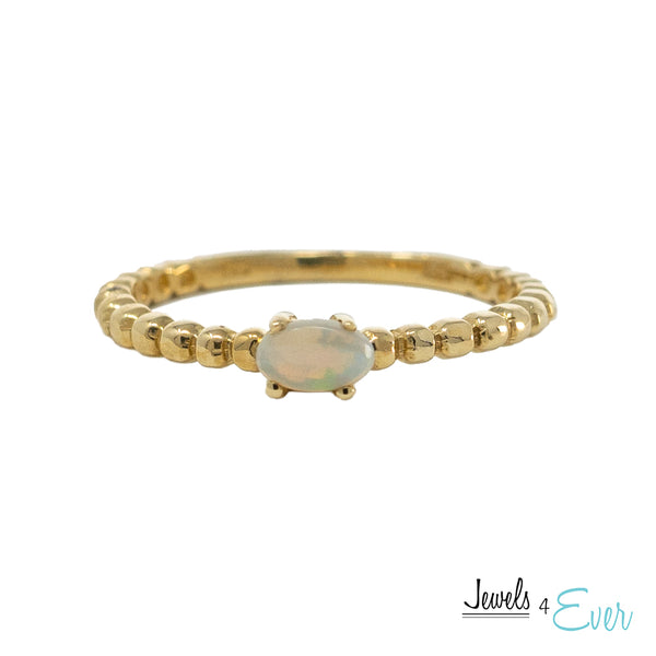 10K Gold Ring Set With Genuine 5X3mm Oval Gemstone