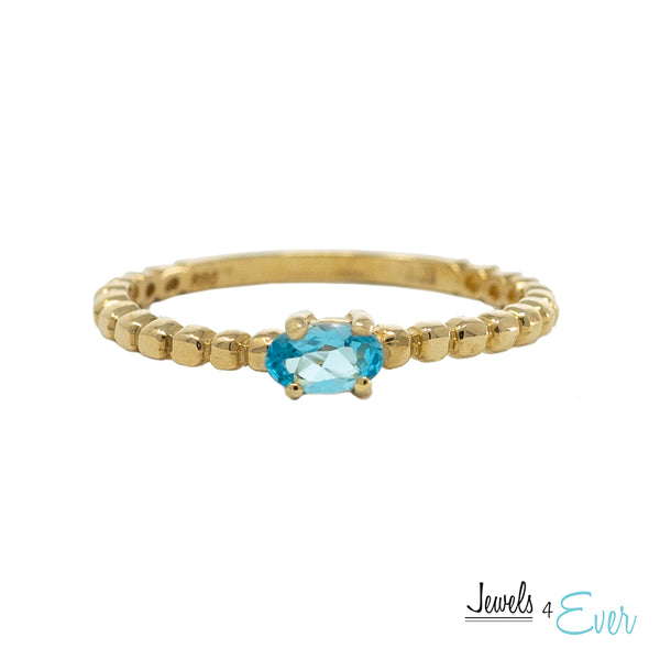 10K Gold Ring Set With Genuine 5X3mm Oval Gemstone