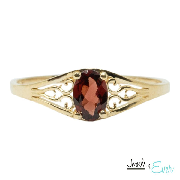 10K Classic Filigree Ring Set With 6X4 mm Oval Genuine Gemstone