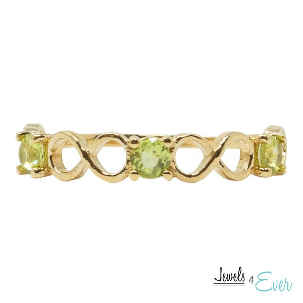 10K Eternity style Ring Set With Three Round 3X3mm Genuine Gemstones