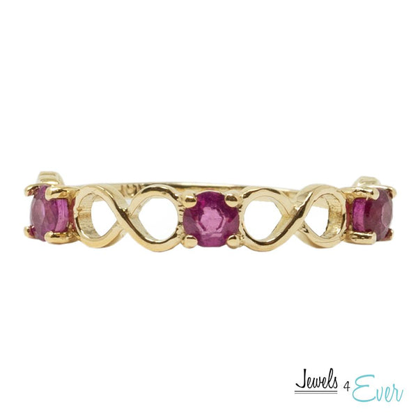 10K Eternity style Ring Set With Three Round 3X3mm Genuine Gemstones