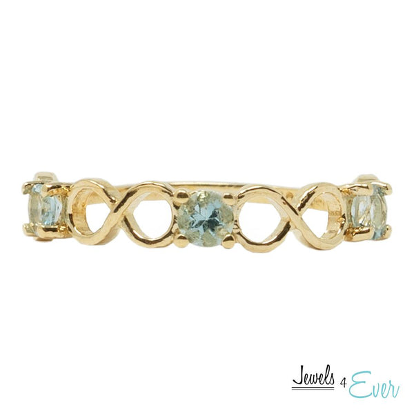 10K Eternity style Ring Set With Three Round 3X3mm Genuine Gemstones