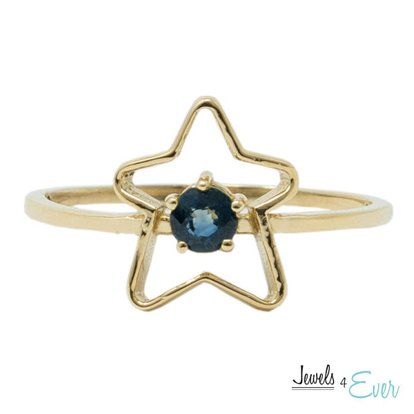 10K Gold Star Shaped Baby Ring Set With 3mm Gemstones