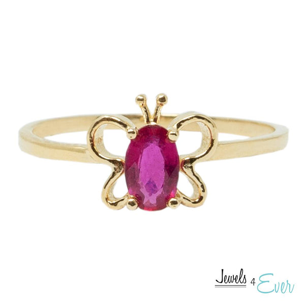10K Butterfly Baby Ring Set With 5X3 mm Oval Genuine Gemstone
