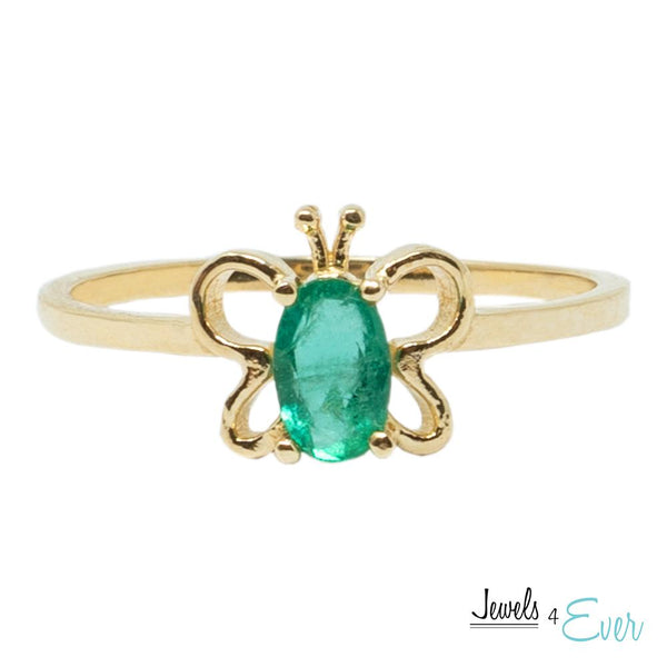 10K Butterfly Baby Ring Set With 5X3 mm Oval Genuine Gemstone