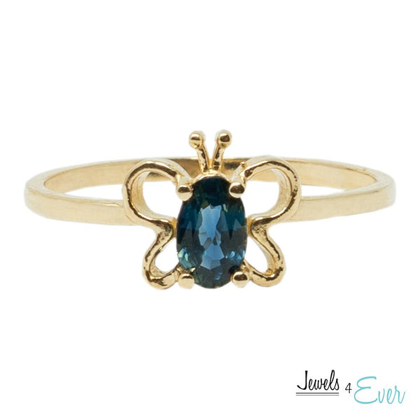 10K Butterfly Baby Ring Set With 5X3 mm Oval Genuine Gemstone