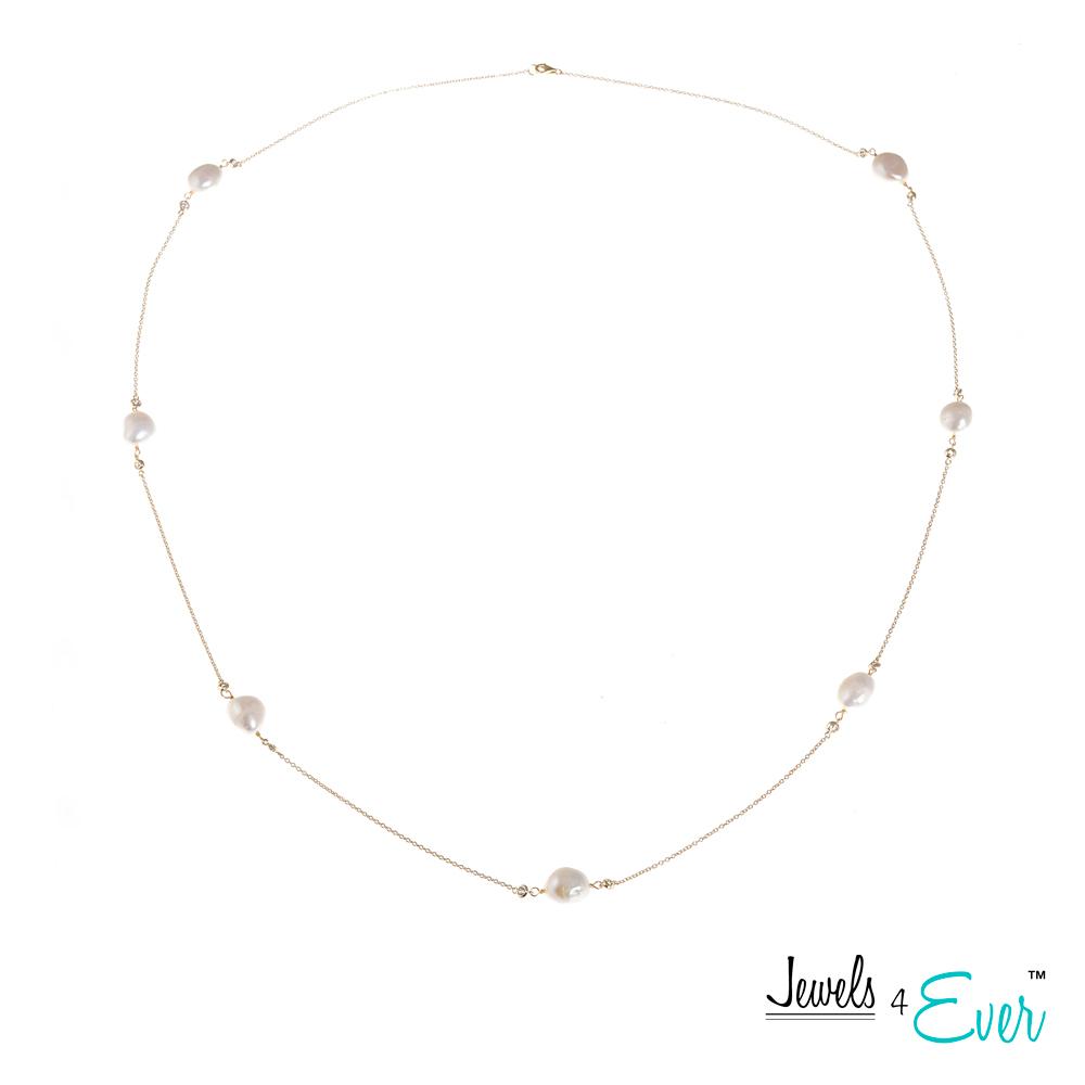Genuine Freshwater Pearls and  Sterling Silver & Gold Plated Chain Necklace