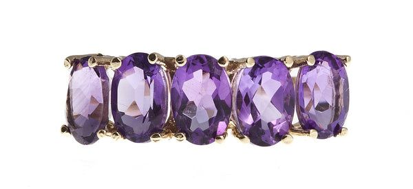 10KT Gold Ring set with 6x4 mm Genuine Amethyst