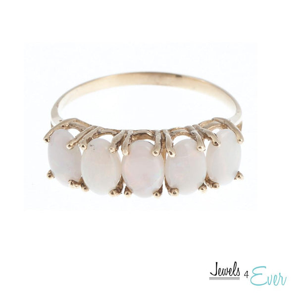 10KT Gold Ring set with 6x4 mm Genuine Opal