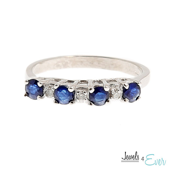10KT Gold Ring Set with 3x3mm Genuine Gemstones and Diamond