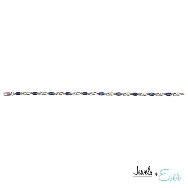10KT Yellow Gold 5x3mm Genuine Gemstone and Diamond Bracelet