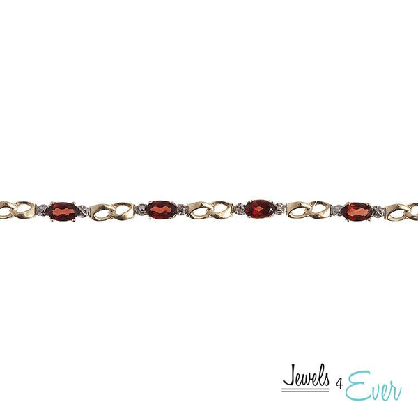 10KT Yellow Gold 5x3mm Genuine Gemstone and Diamond Bracelet
