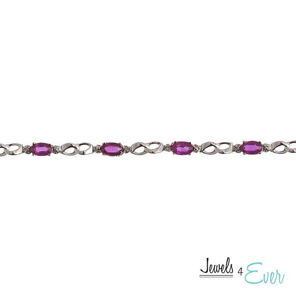 10KT Yellow Gold 5x3mm Genuine Gemstone and Diamond Bracelet