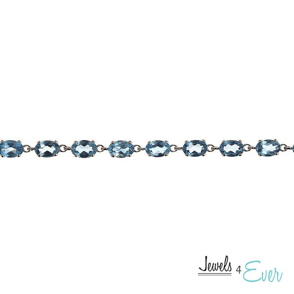 10KT White Gold 6x4mm Genuine Gemstone Bracelet