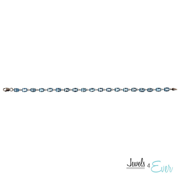 10KT White Gold 6x4mm Genuine Gemstone Bracelet