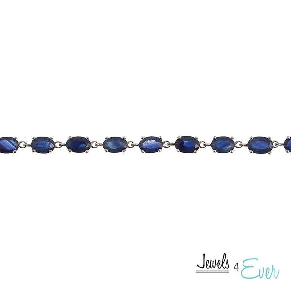 10KT White Gold 6x4mm Genuine Gemstone Bracelet