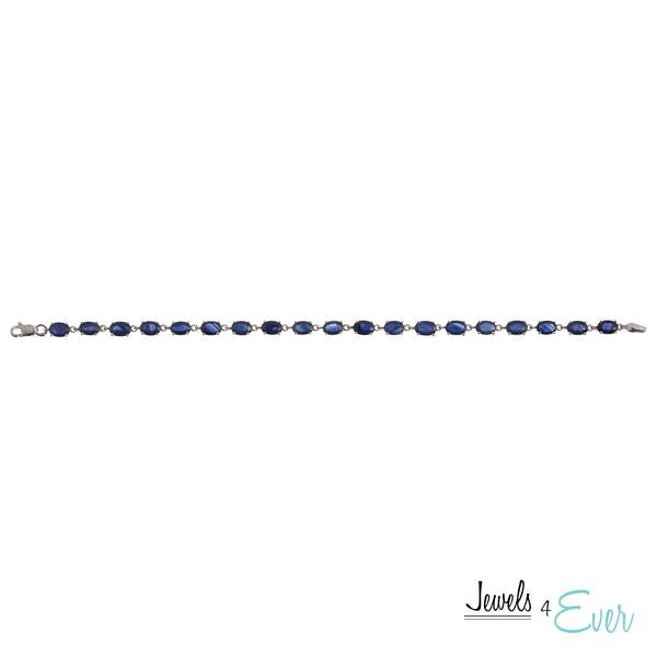 10KT White Gold 6x4mm Genuine Gemstone Bracelet